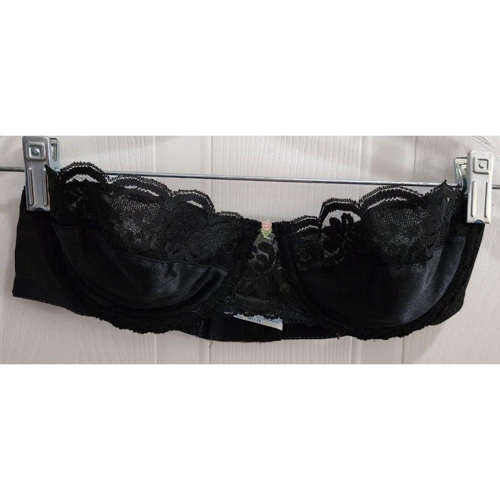 Vtg Chantilly Maidenform Strapless Bra Underwire Black 7345 USA Union ILGWU‎ 34B